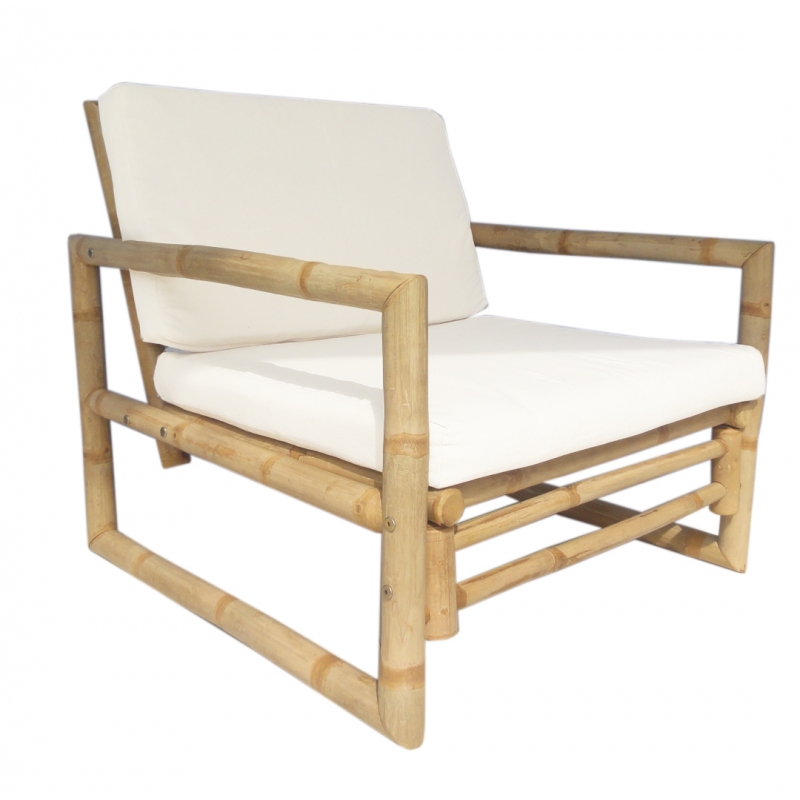 Fauteuil en Bambou avec Coussin Couleur naturelle