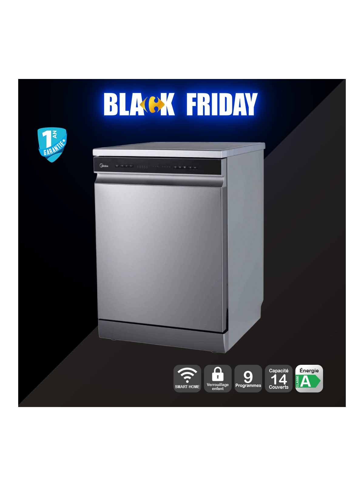 Lave-vaiselle 14 couverts MIDEA