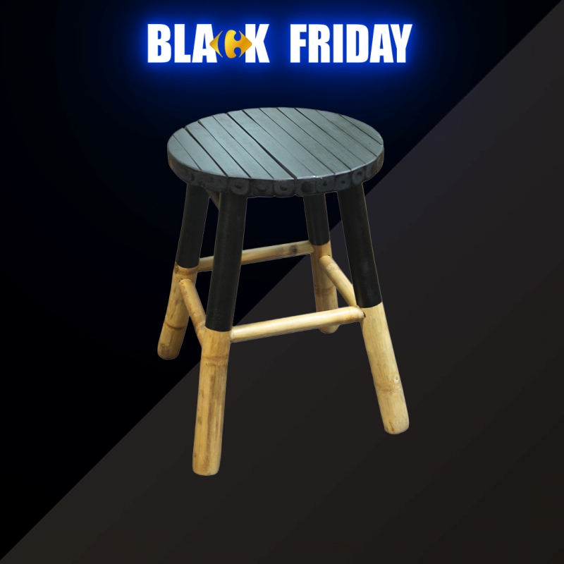 Tabouret Bambou Noir & Nature