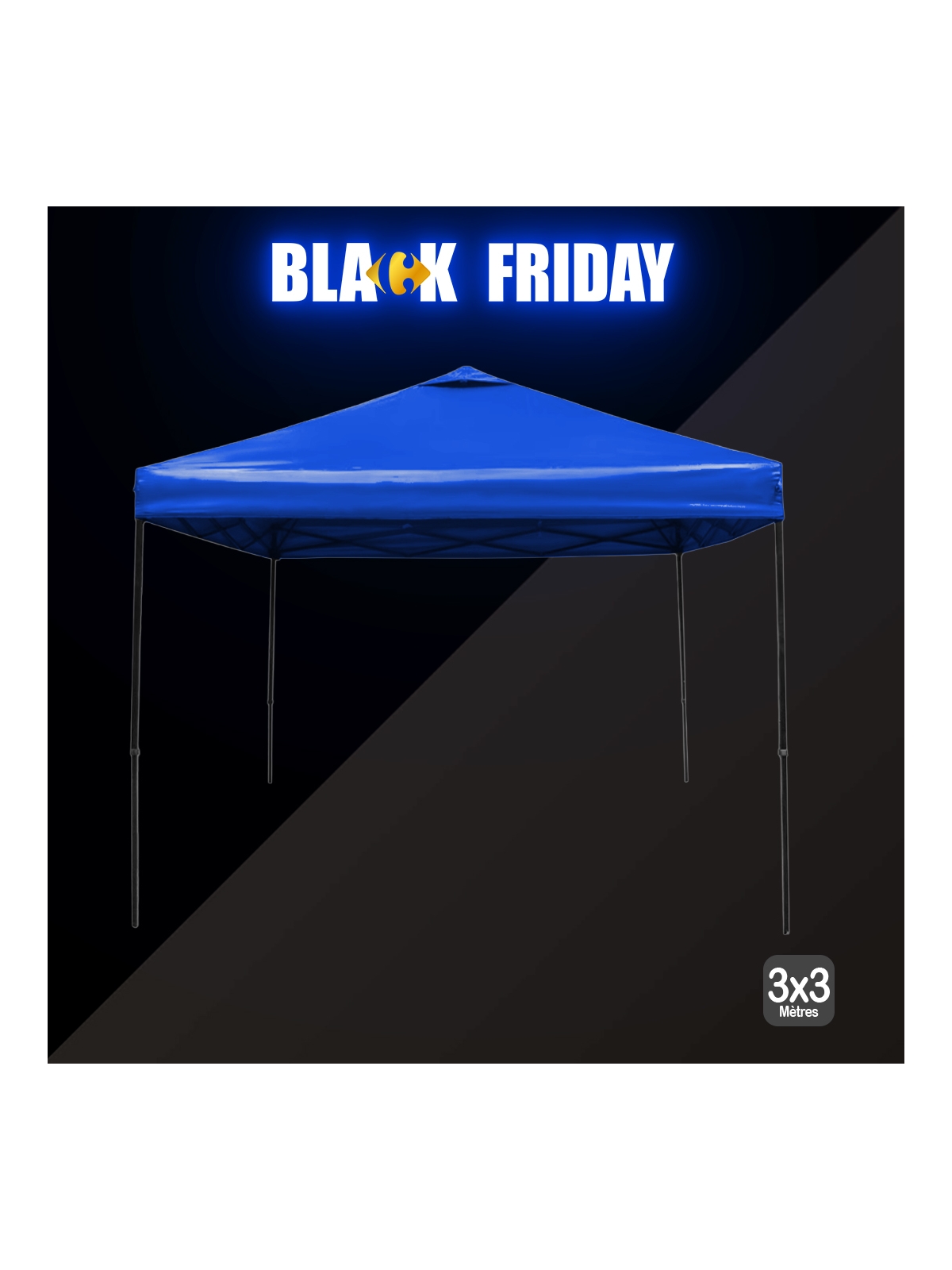 Chapiteau 3x3m Bleu Pliable + Sac