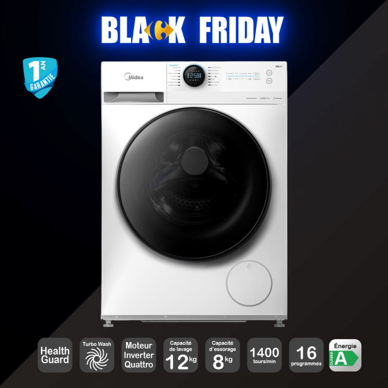 Machine à laver + Sèche linge 12kg MIDEA