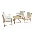 Ensemble Table + 2 chaises + 1 banc en Bambou avec coussins