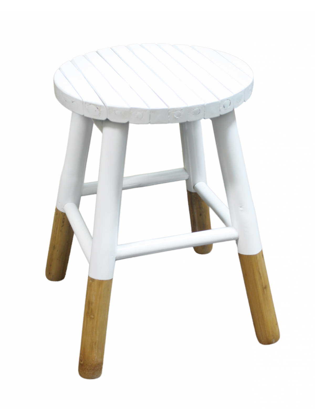Tabouret Bambou Blanc et Nature