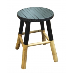 Tabouret Bambou Noir & Nature