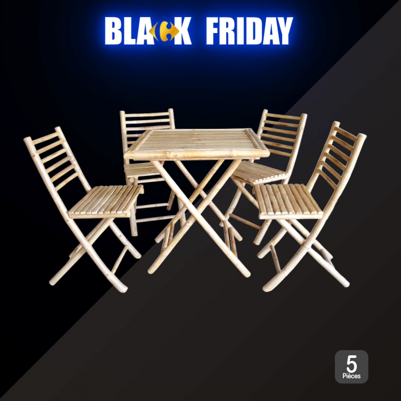 Ensemble Table & 4 chaises en Bambou