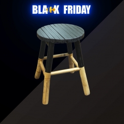 Tabouret Bambou Noir & Nature