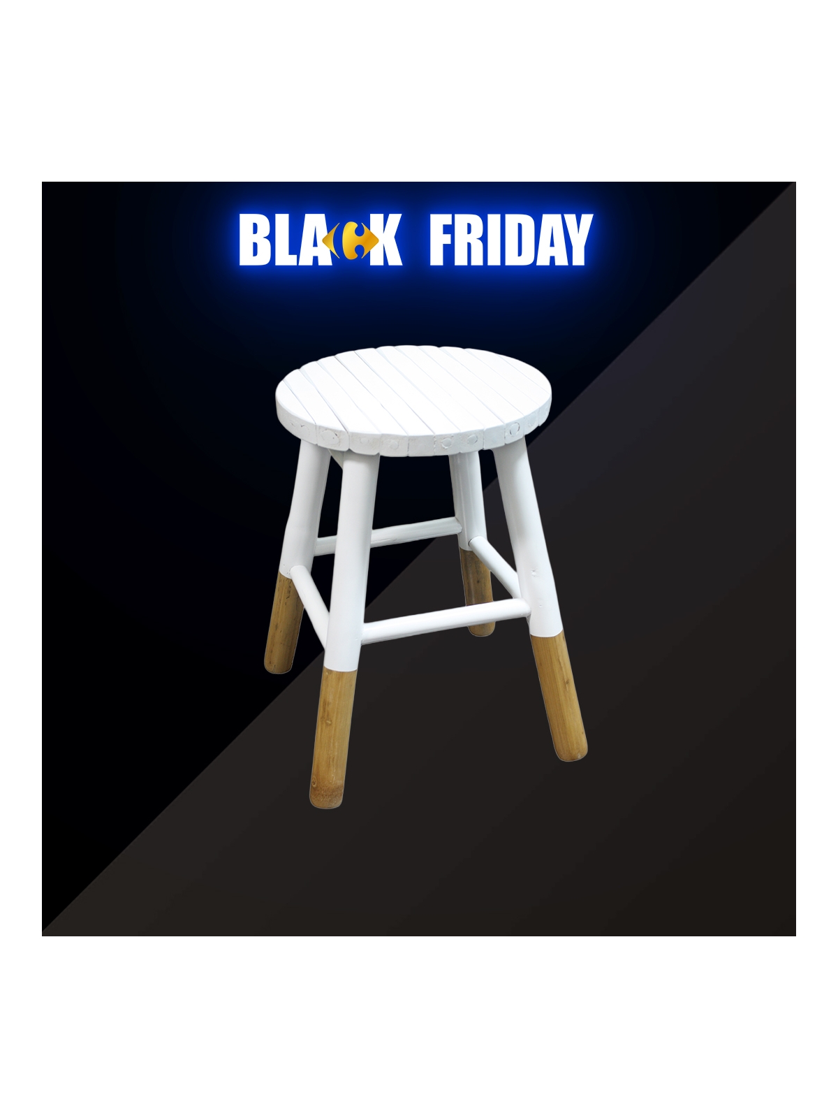 Tabouret Bambou Blanc et Nature