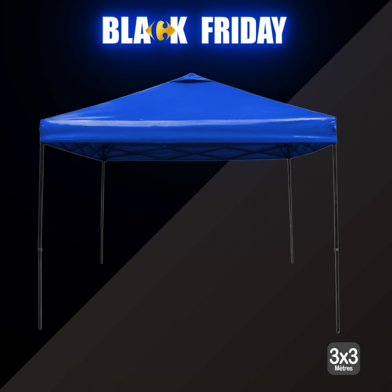 Chapiteau 3x3m Bleu Pliable + Sac