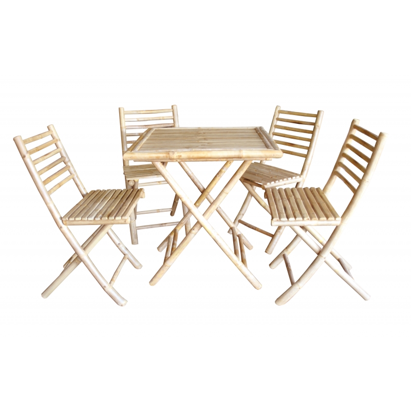 Ensemble Table & 4 chaises en Bambou
