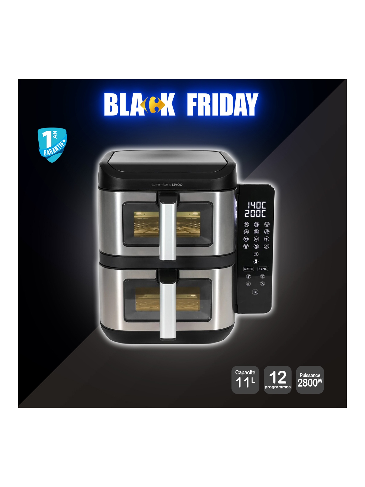 Air Fryer Double 11L LIVOO