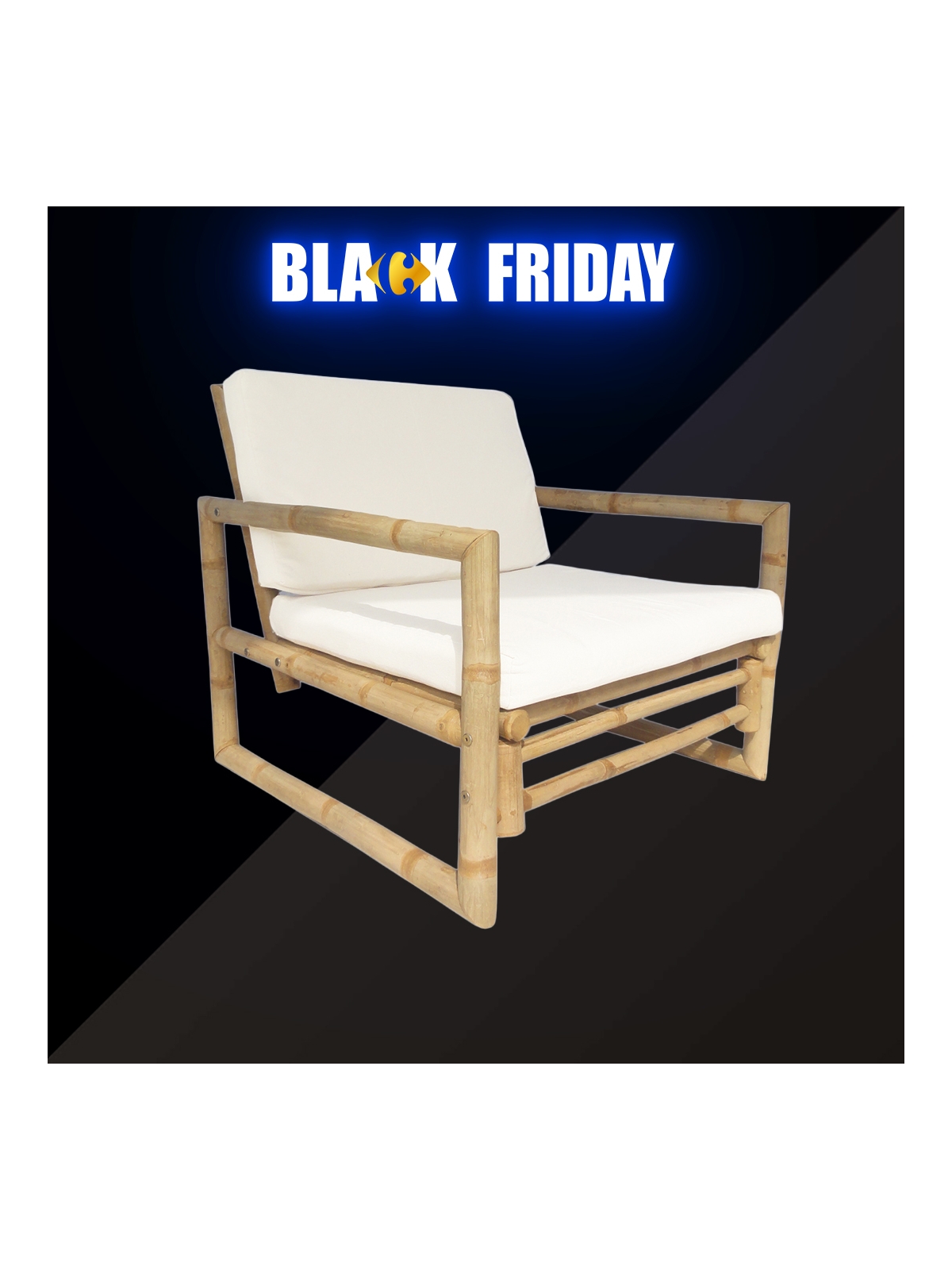 Fauteuil en Bambou avec Coussin Couleur naturelle