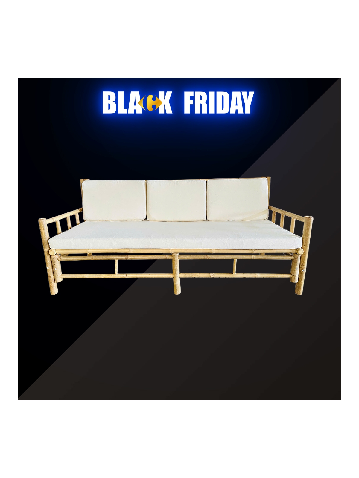 Canapé bambou + Coussin Couleur naturelle