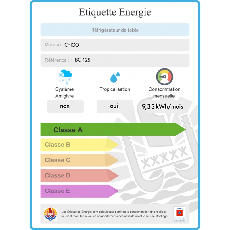 Réfrigérateur 125L Table Top CHIGO