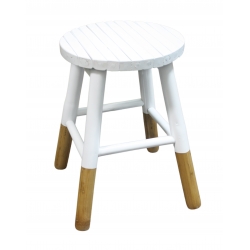 Tabouret Bambou Blanc et Nature