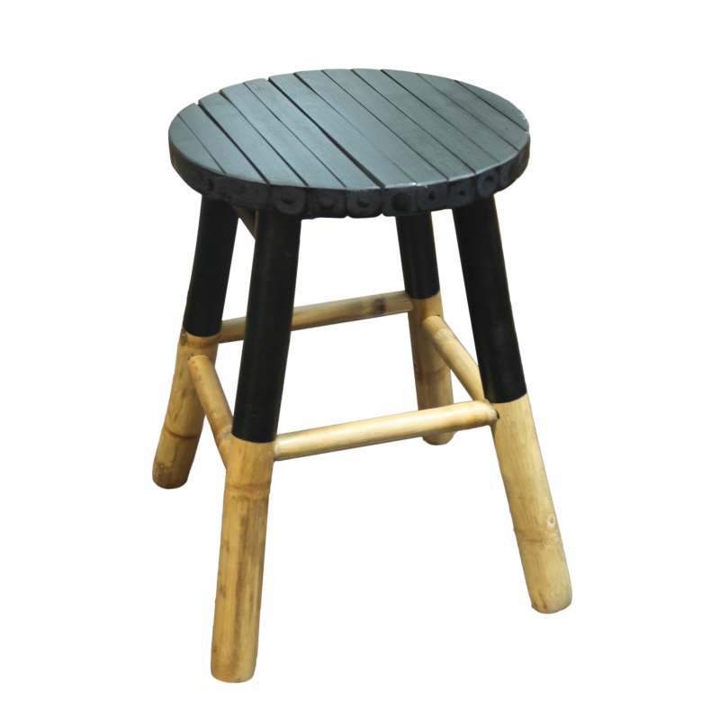 Tabouret Bambou Noir & Nature