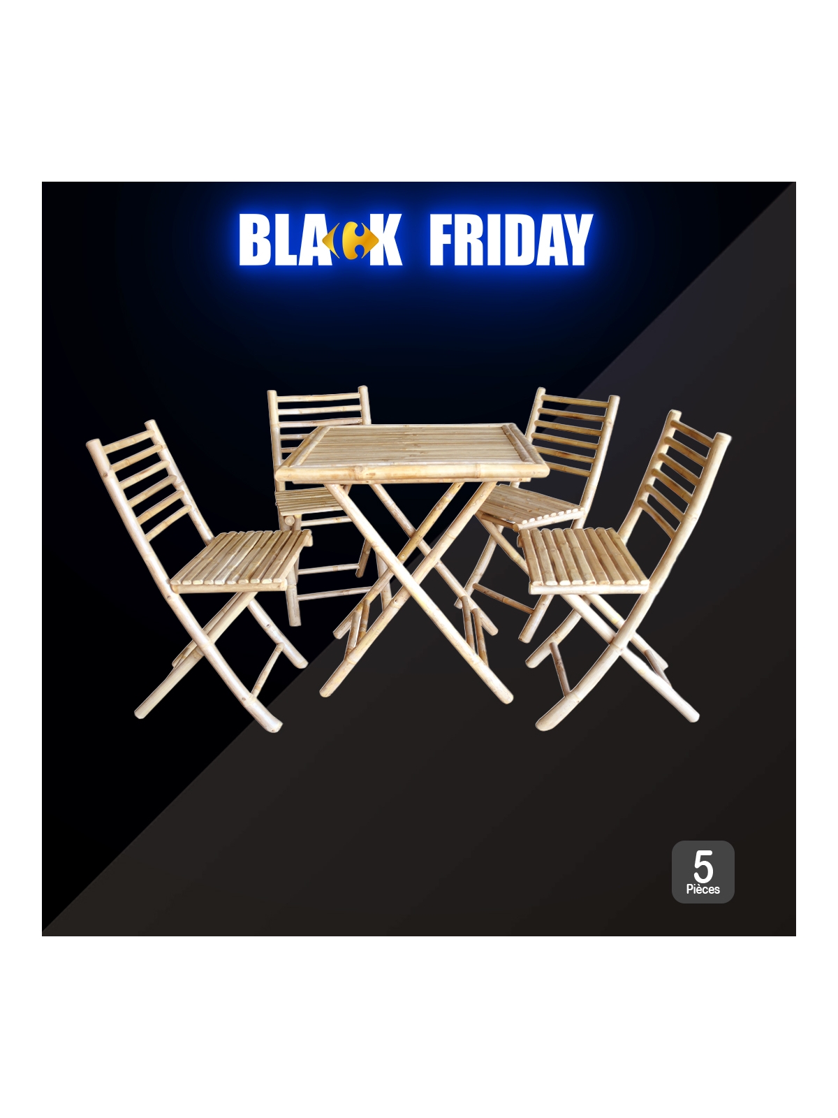 Ensemble Table & 4 chaises en Bambou