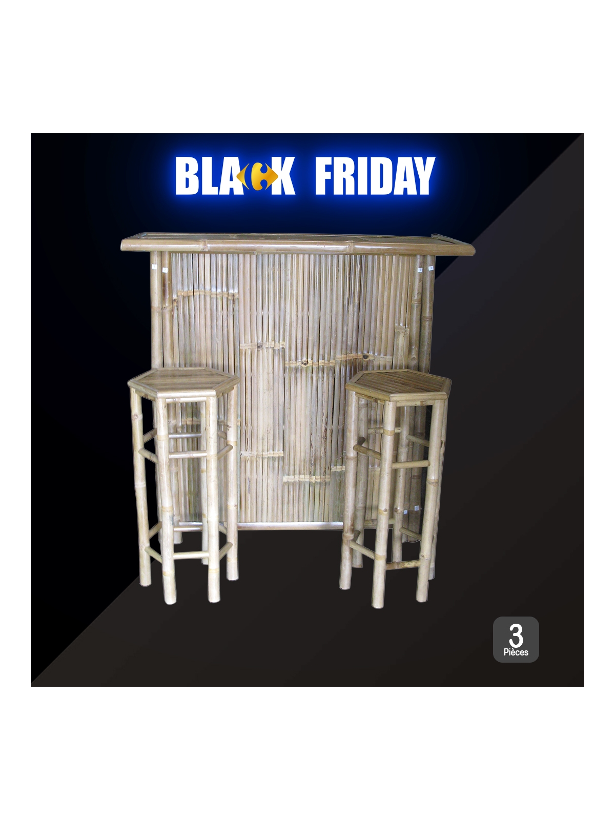 Bar en Bambou + 2 chaises