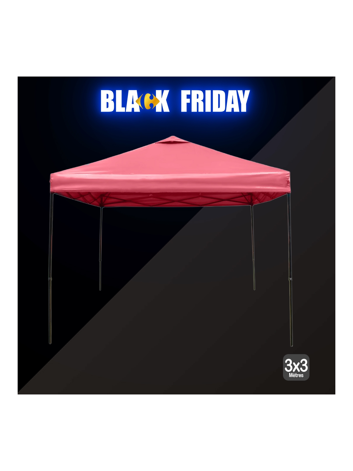 Chapiteau 3x3m Rouge Pliable + Sac